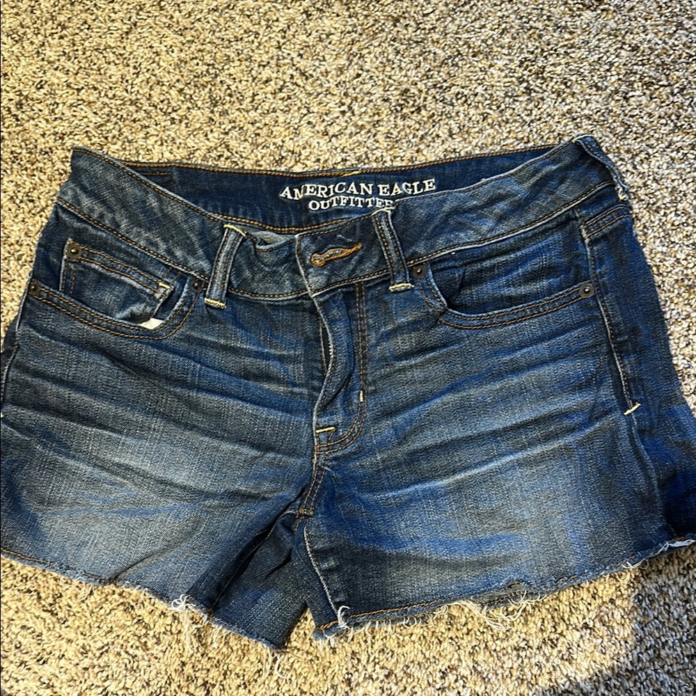 American Eagle Outfitters Blue Jean Shorts Classic Distressed Look